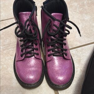 Dr. Martens Pink Glitter Combat Boots